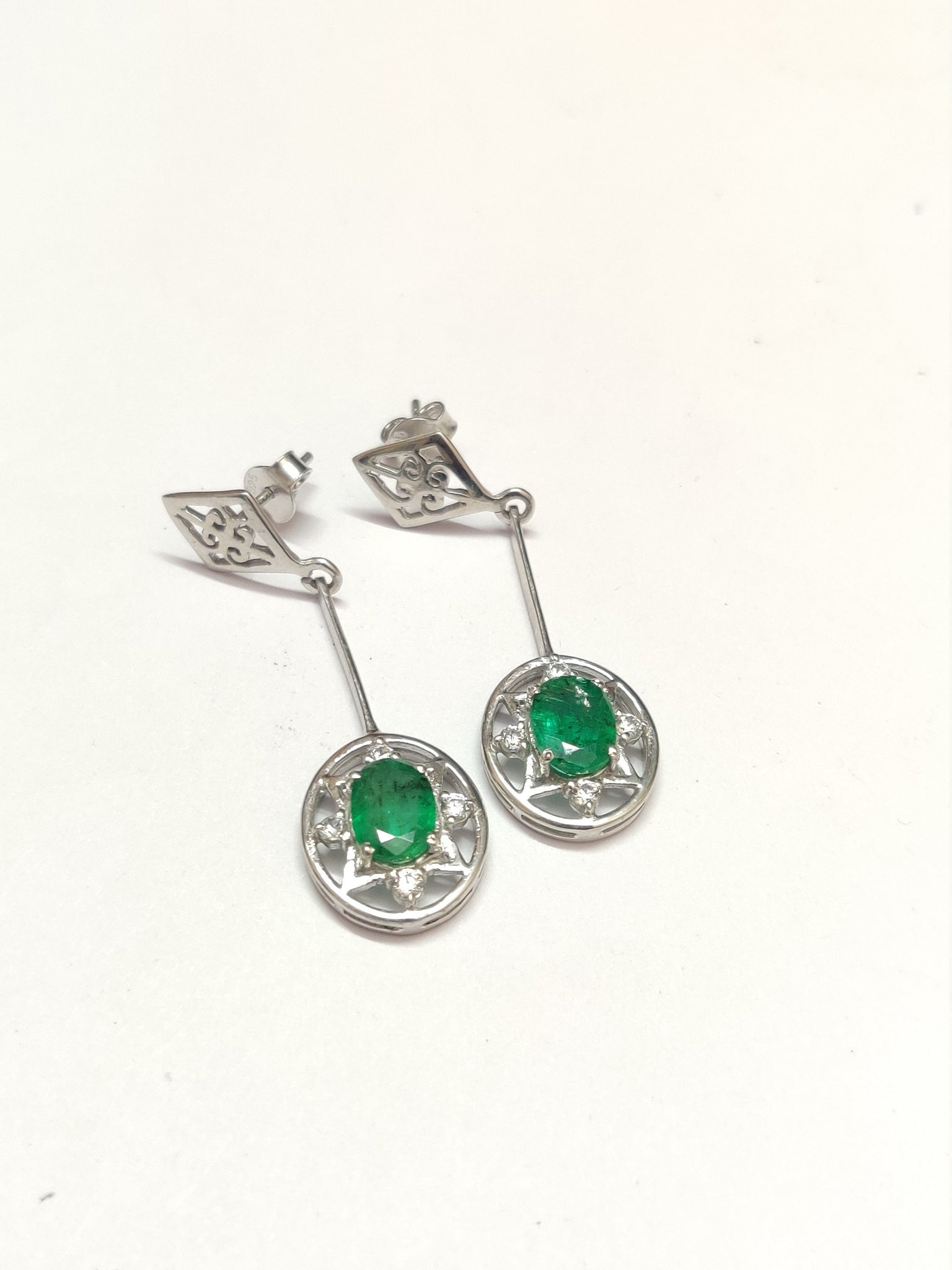 Emerald Drop Earrings 2.3 Ct Emerald Earrings Natural Zambian Emerald Earrings Emerald Dangle Earring Genuine Emerald Silver Emerald Jewelry