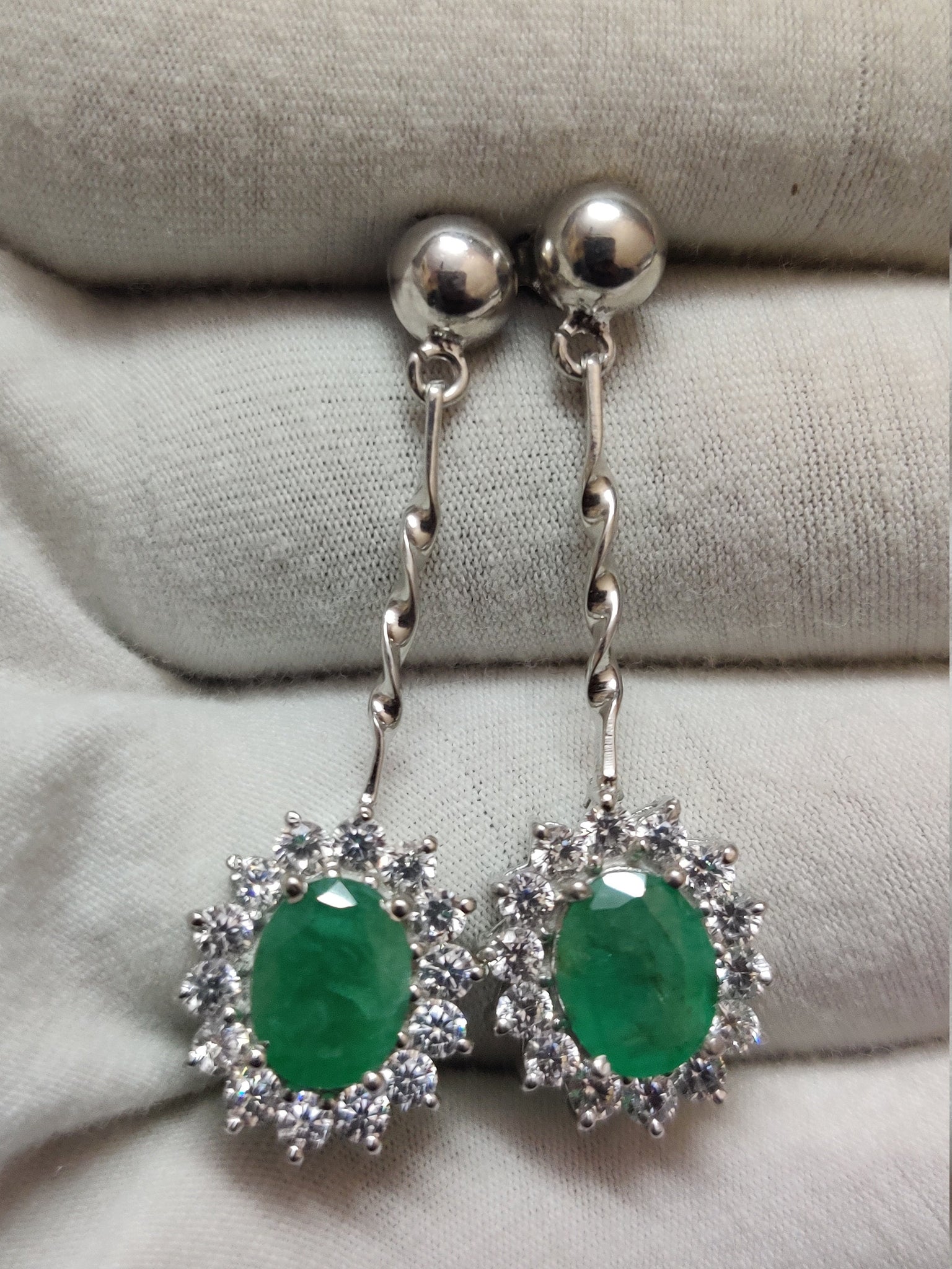 Emerald Drop Earrings 3.2 Ct Emerald Earrings Natural Zambian Emerald Earrings Emerald Dangle Earring Silver Emerald Cluster Drop Earrings