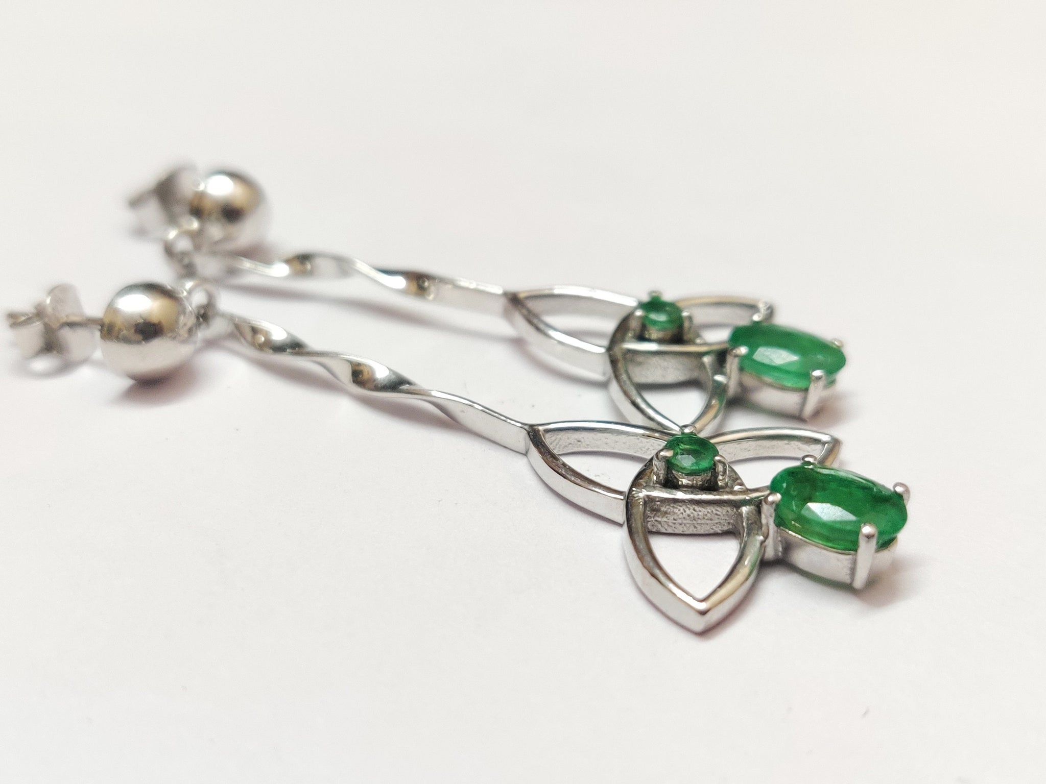 Emerald Drop Earrings 2.5 Ct Emerald Floral Earrings Natural Zambian Emerald Earrings Emerald Dangle Earring Silver Emerald Earrings Women