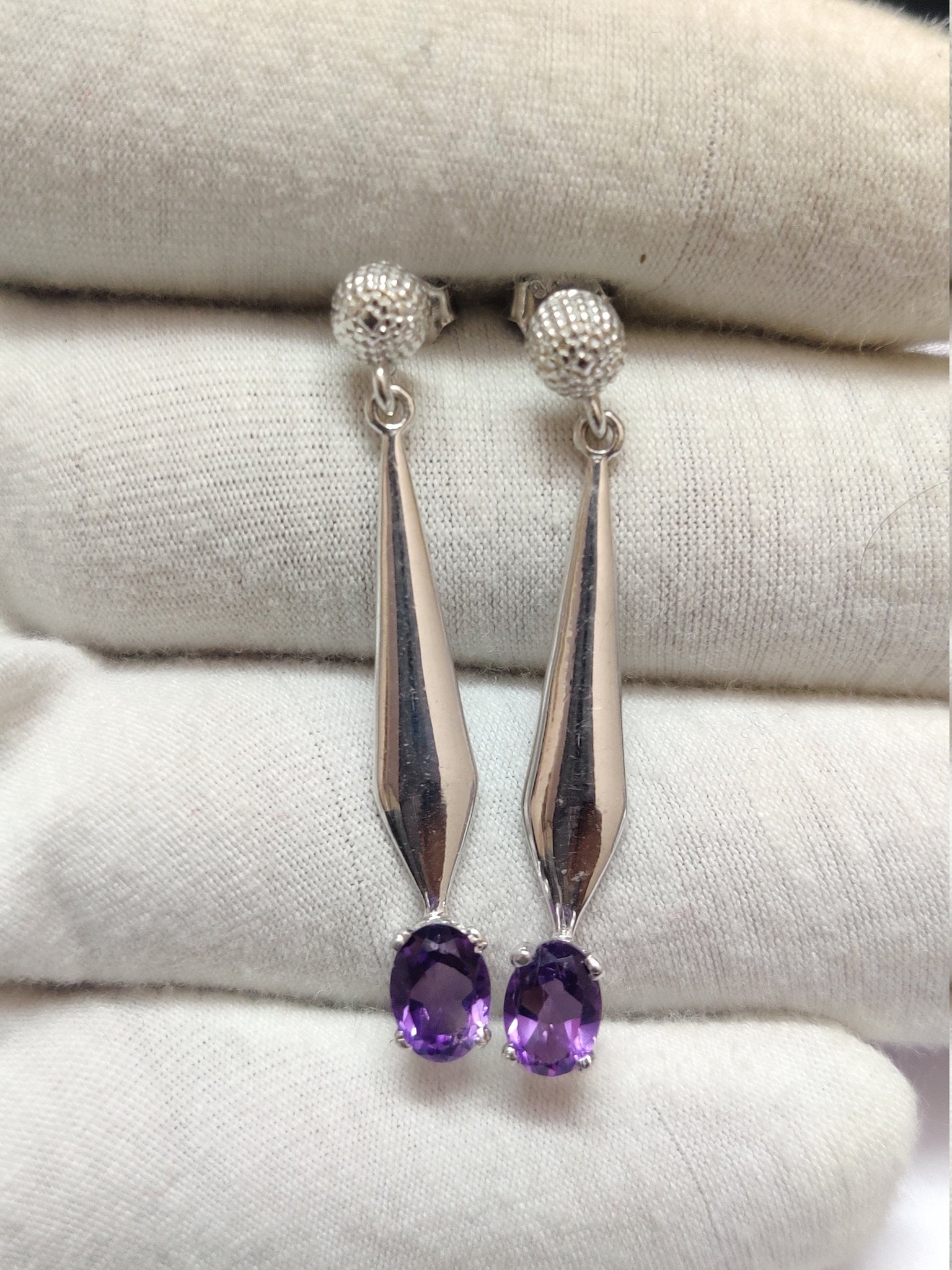 Silver Amethyst Drop Earrings Natural Amethyst Earrings 1.5 Ct Amethyst Earrings Purple Amethyst Earrings Handmade Earrings February Earring