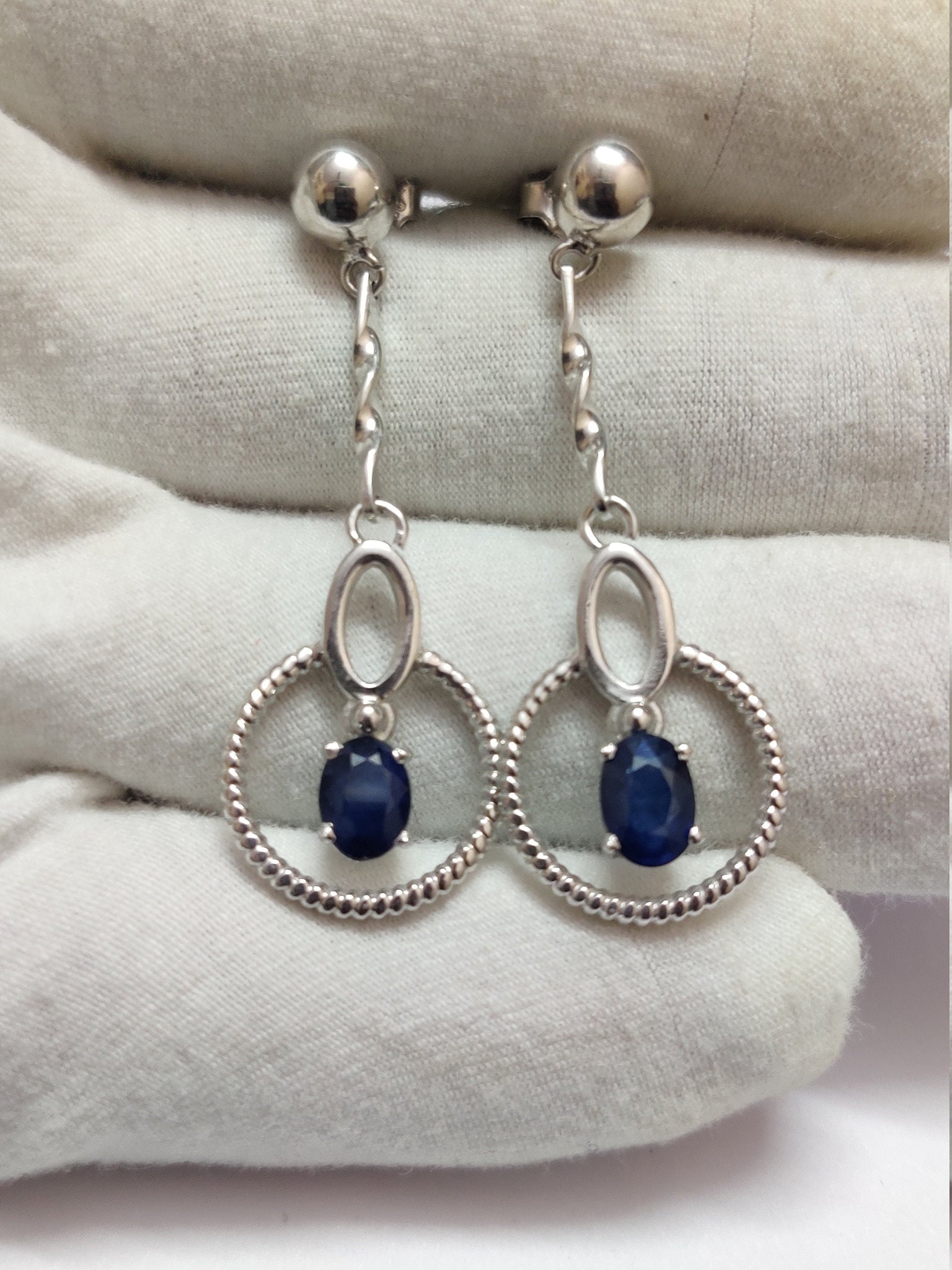 Blue Sapphire Drop Earrings 2.7 Ct Blue Sapphire Earrings Natural Sapphire Earrings Sapphire Dangle Earring Silver Blue Sapphire Earrings