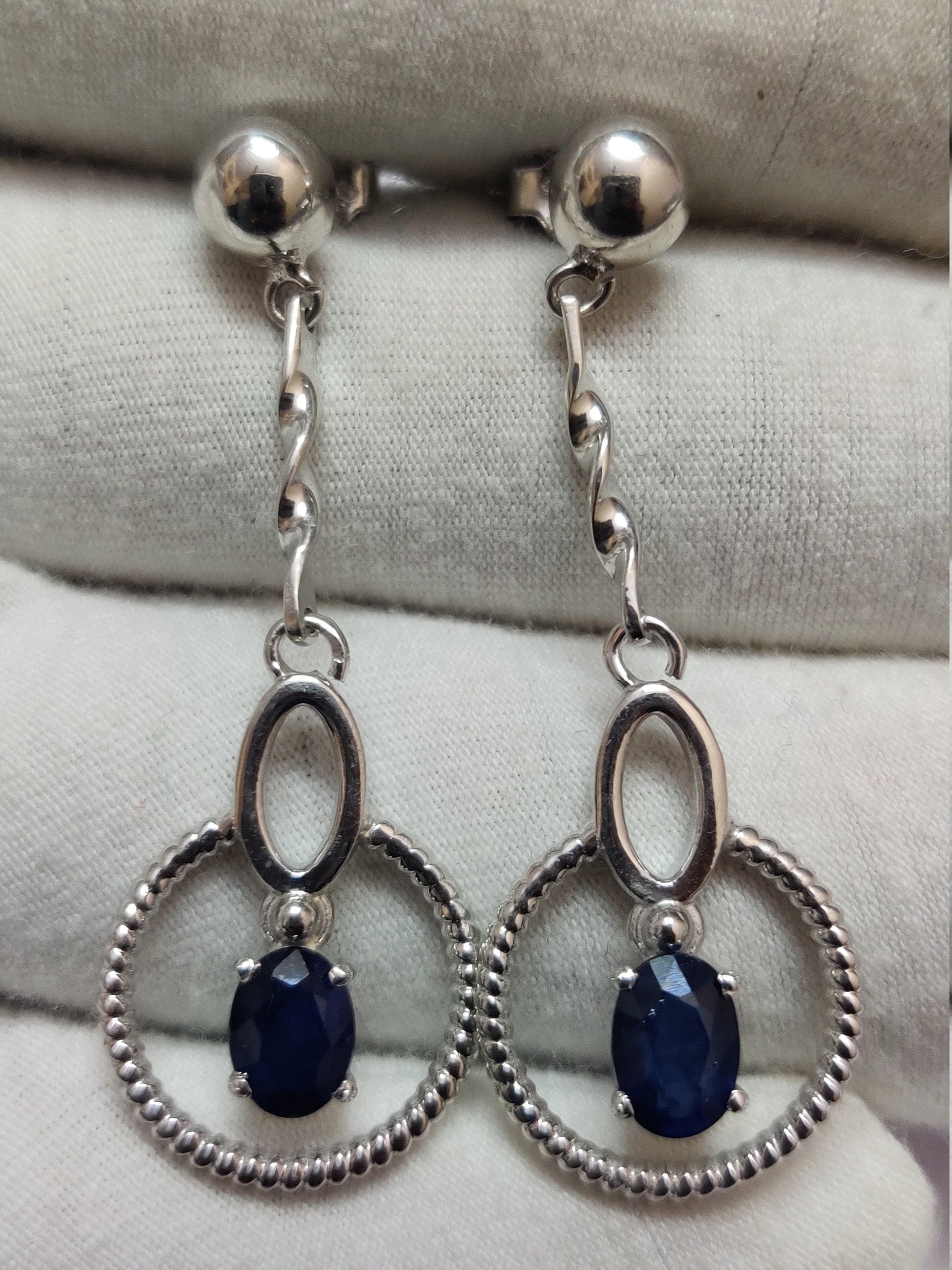 Blue Sapphire Drop Earrings 2.7 Ct Blue Sapphire Earrings Natural Sapphire Earrings Sapphire Dangle Earring Silver Blue Sapphire Earrings