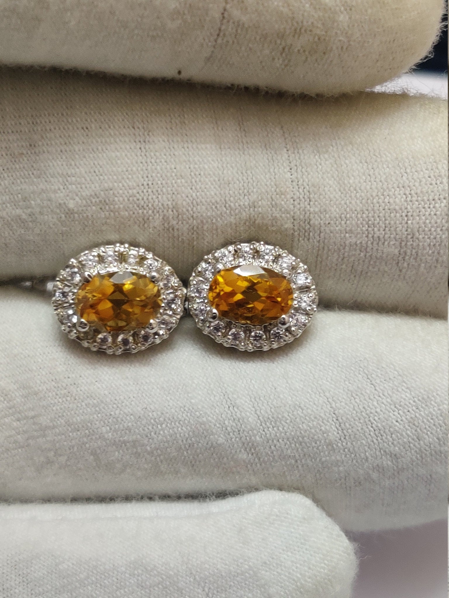 Silver Citrine Jewelry Set Citrine Cluster Jewelry Set 3.2 Ct Natural Citrine 5x7 mm Oval November Birthstone Set Jewelry Set For Women