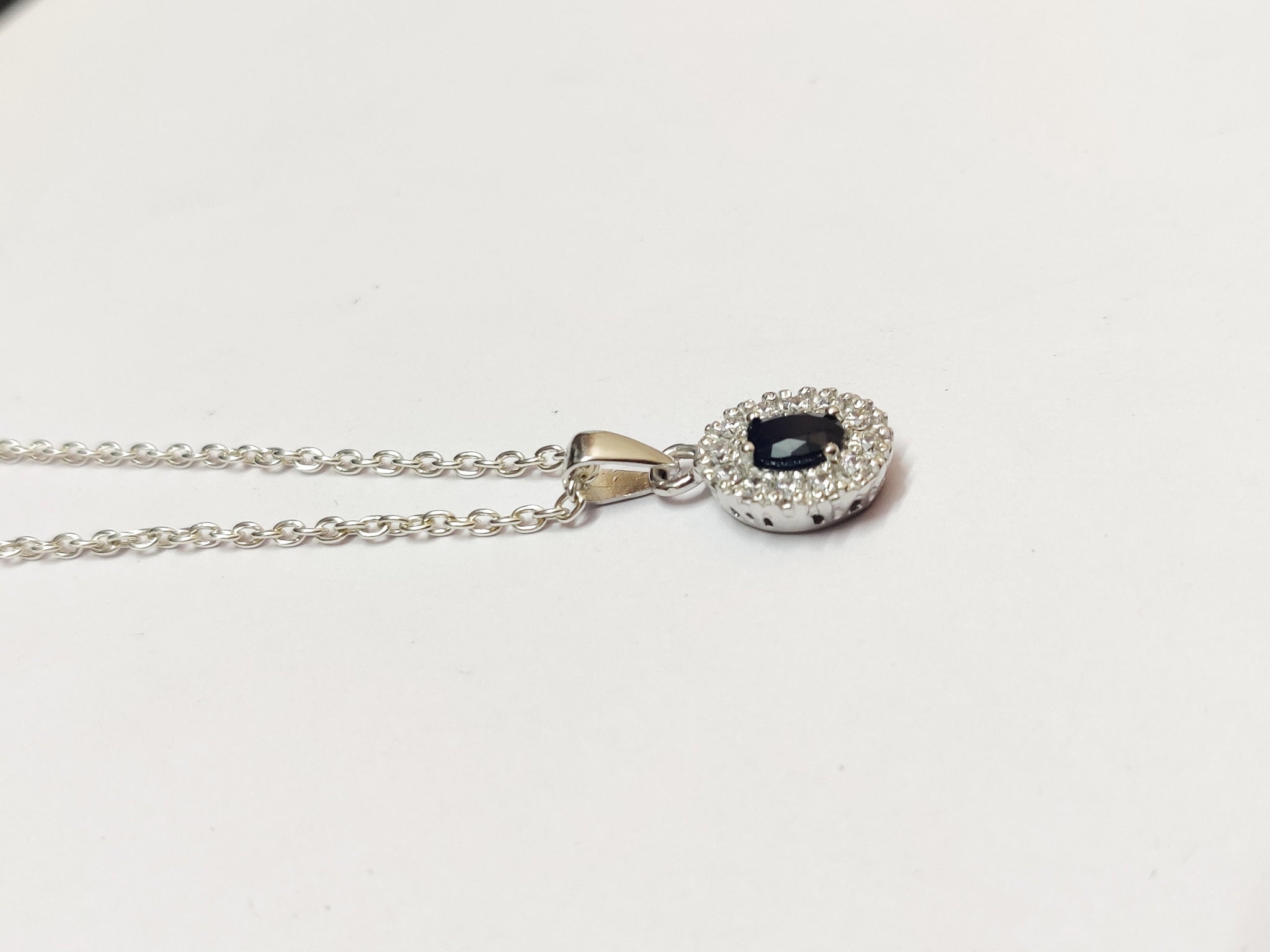 Silver Blue Sapphire Pendant Necklace 1 Ct Natural Blue Sapphire Pendant Genuine Blue Sapphire Pendant Solitaire Blue Sapphire Necklace