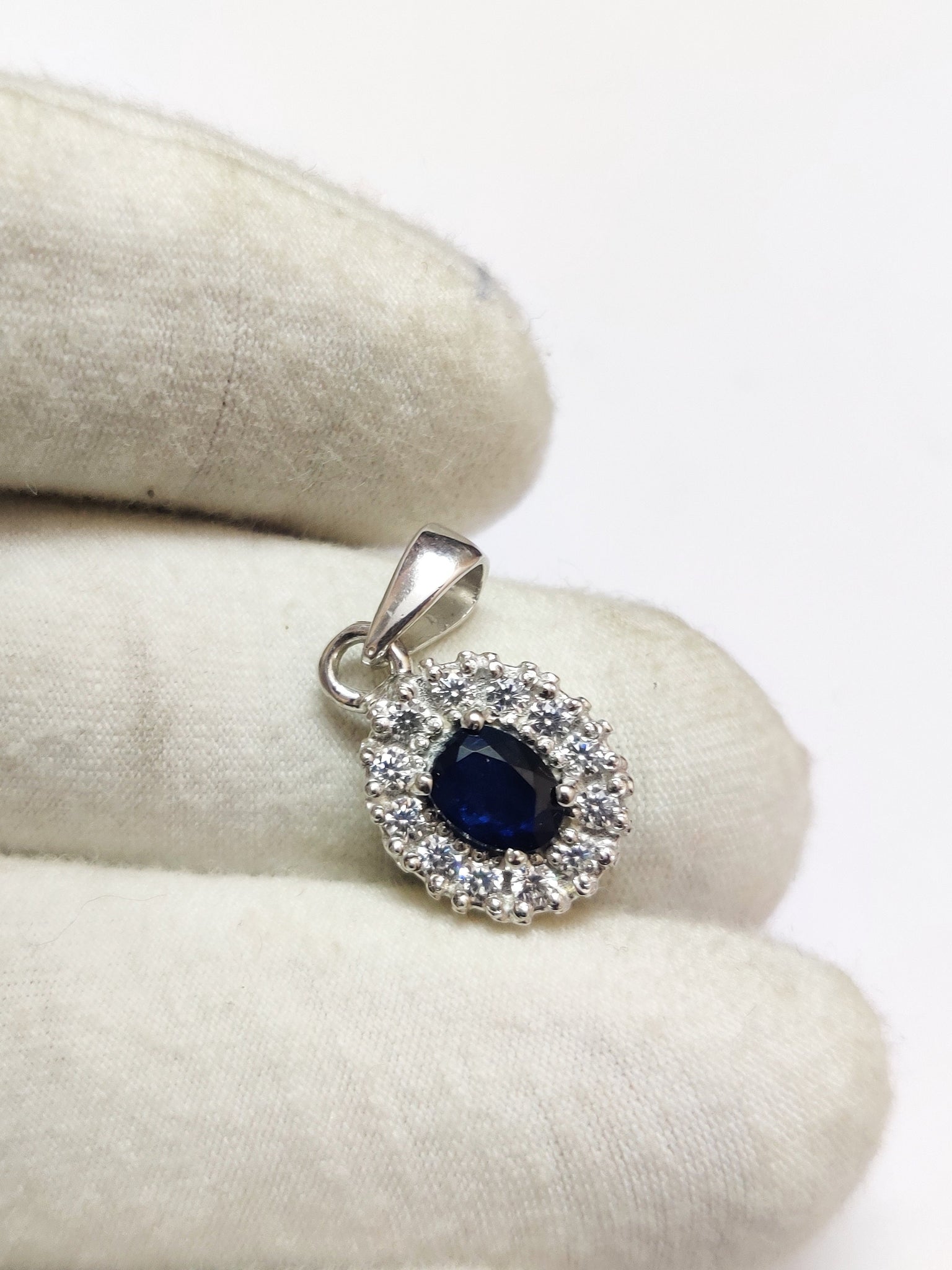 Silver Blue Sapphire Pendant Necklace 1 Ct Natural Blue Sapphire Pendant Genuine Blue Sapphire Pendant Solitaire Blue Sapphire Necklace