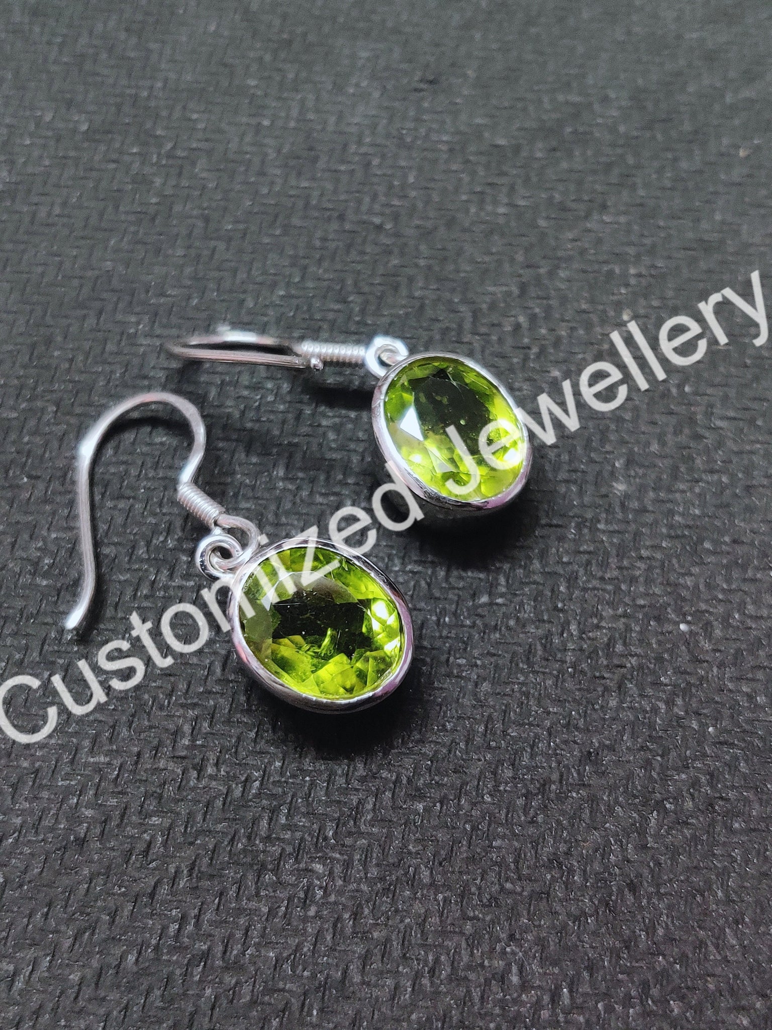 Peridot Earrings Natural Peridot Drop Earrings 4.5 Ct Peridot Silver Earrings August Birthstone Earrings 9x11 mm Oval Peridot Earrings