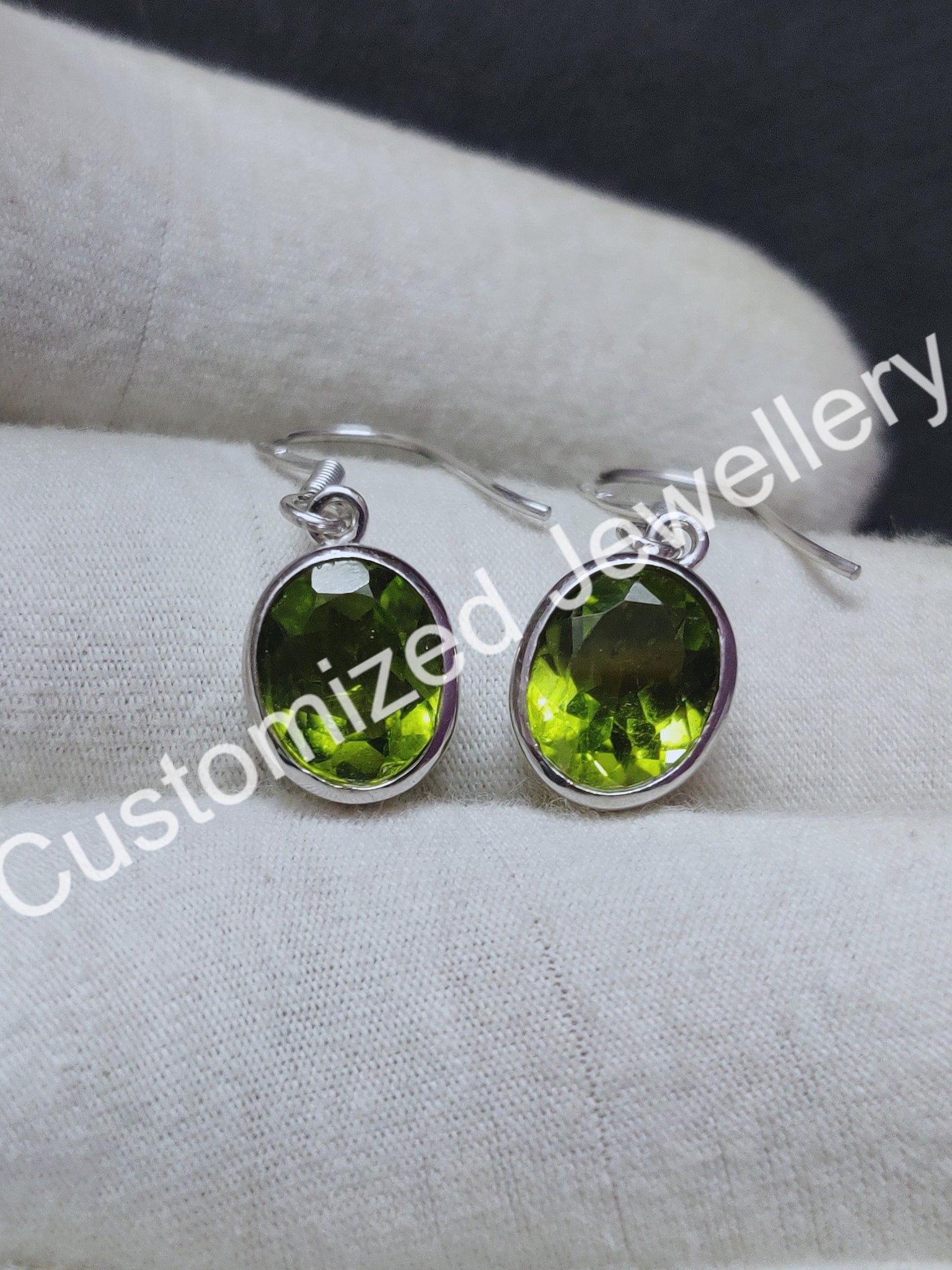 Peridot Earrings Natural Peridot Drop Earrings 4.5 Ct Peridot Silver Earrings August Birthstone Earrings 9x11 mm Oval Peridot Earrings