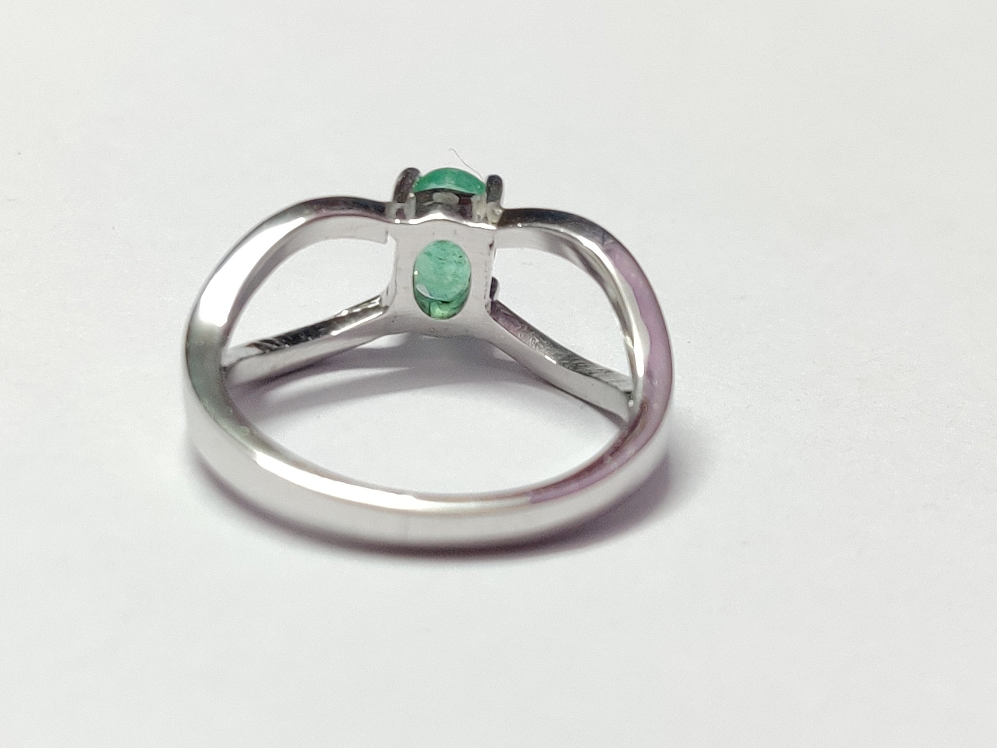 Tiny Emerald Band Sterling Silver Emerald Ring Daily Wear Emerald Ring 4x6 mm Oval 0.6 Ct Emerald Stacking Ring May Birthstone Ring