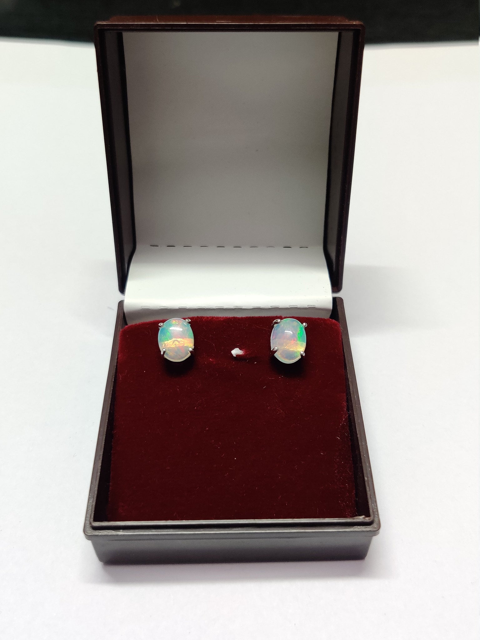 Large Ethiopian Opal Ear Studs Natural Opal Stud Earrings 7x9 mm Oval 2.2 Ct Opal Ear Studs Dainty Opal Earrings