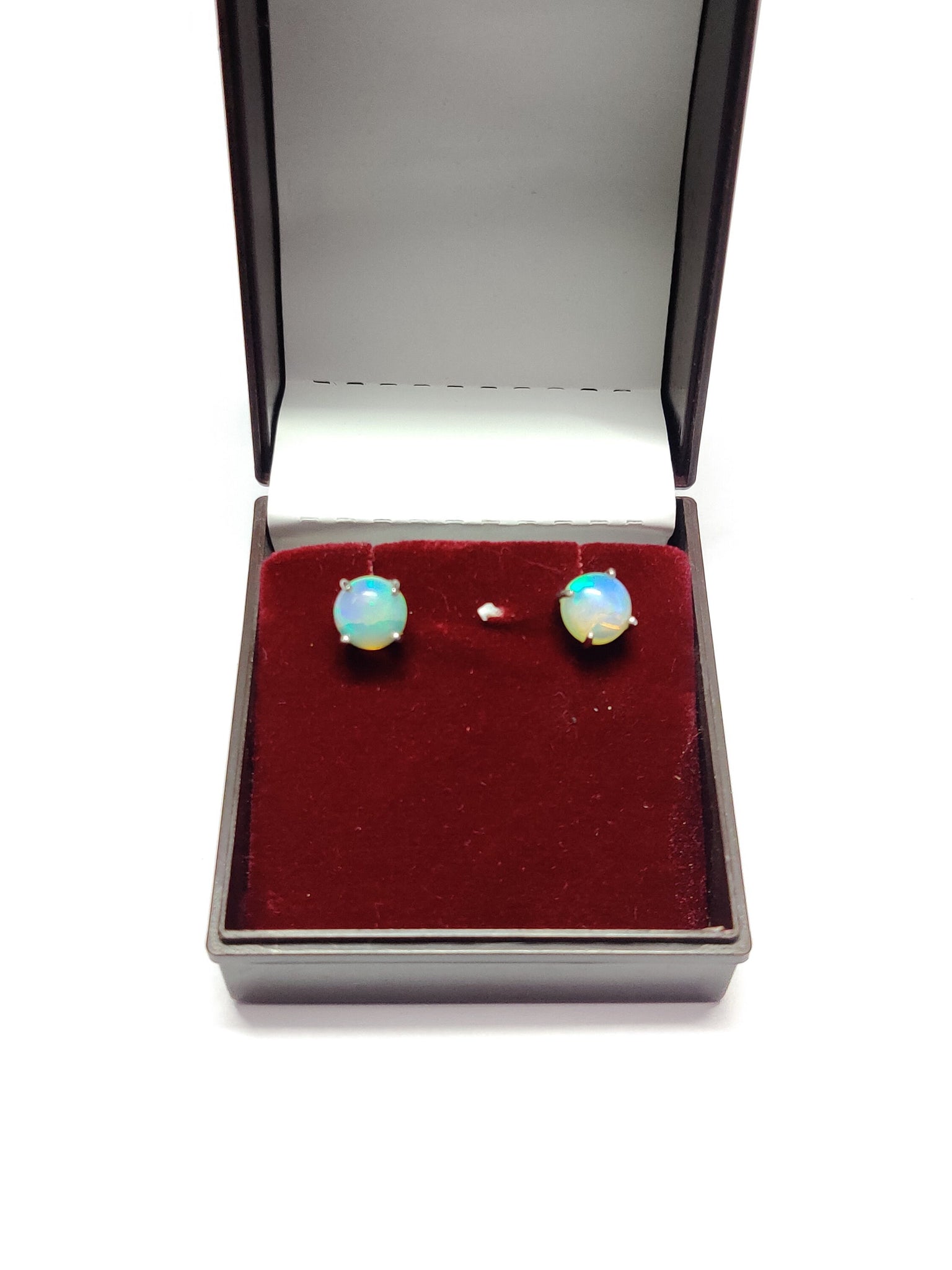 Natural Ethiopian Opal Ear Studs Natural Opal Stud Earrings 7 mm Round 2.2 Ct Opal Ear Studs Dainty Opal Earrings