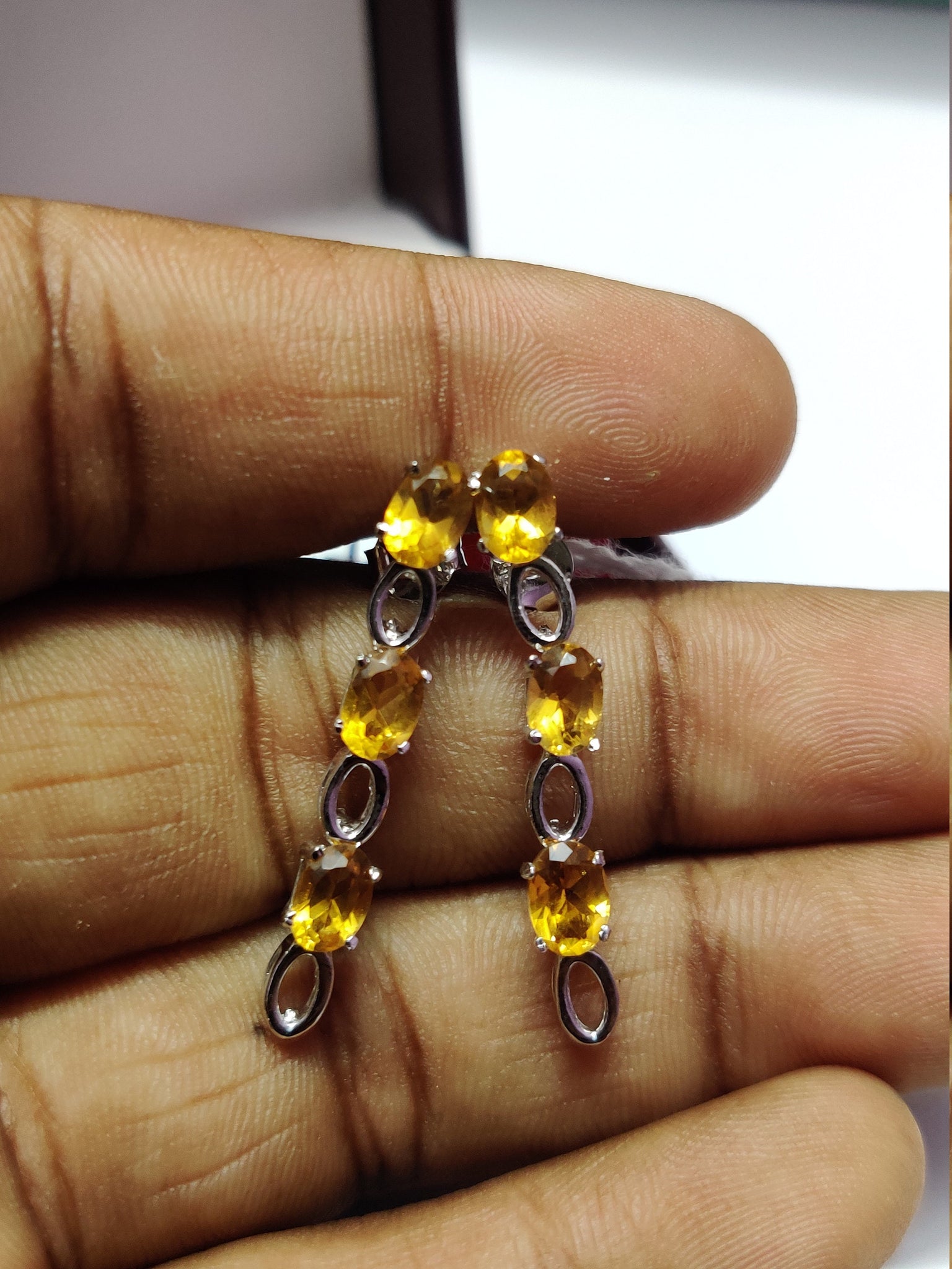 925 Silver Citrine Drop Earrings 4x6 mm Oval Citrine Earrings 3.5 Ct Citrine Stud Earrings Anniversary Gifts Birthday Gift Wedding Gift Her