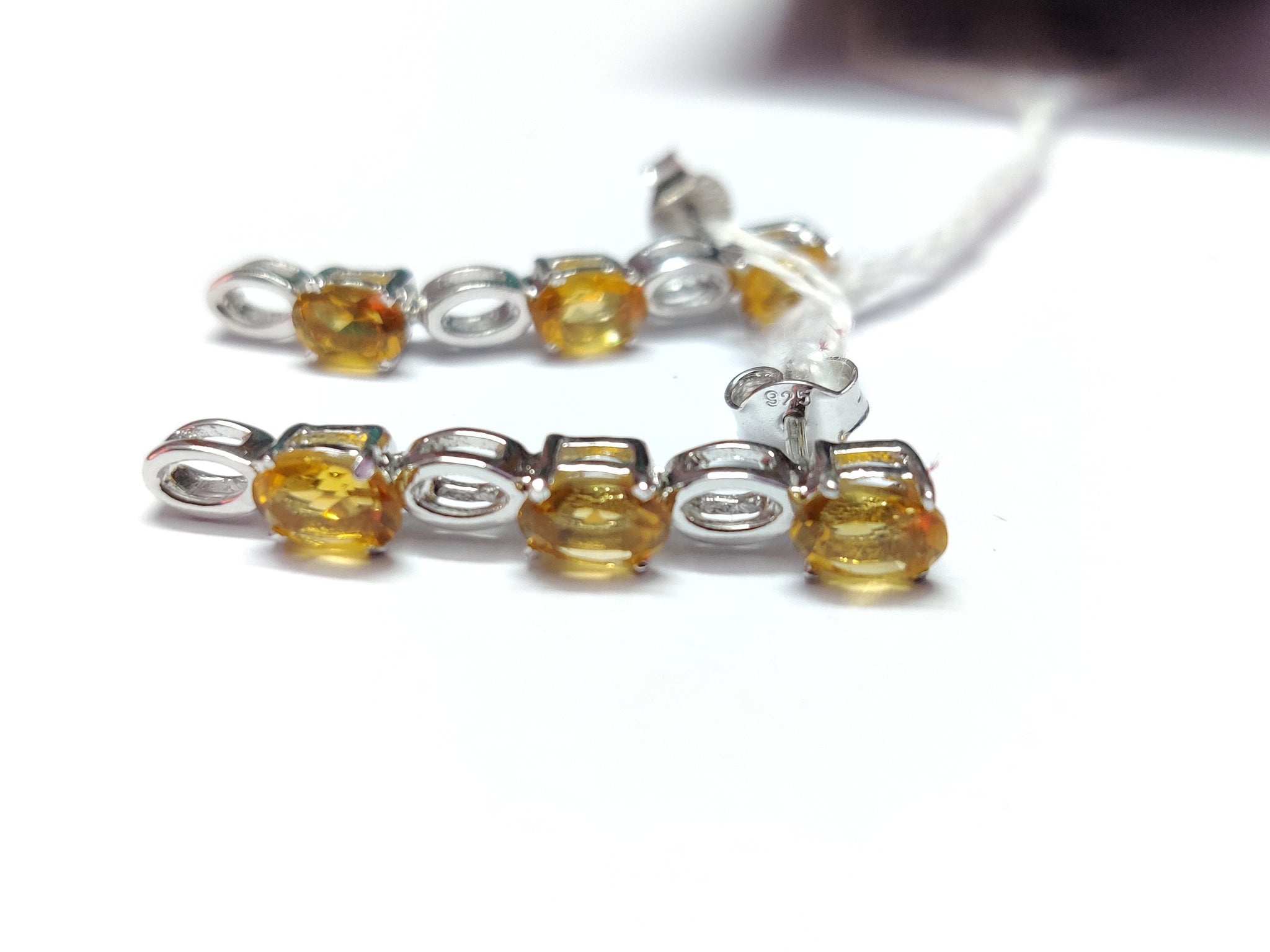 925 Silver Citrine Drop Earrings 4x6 mm Oval Citrine Earrings 3.5 Ct Citrine Stud Earrings Anniversary Gifts Birthday Gift Wedding Gift Her