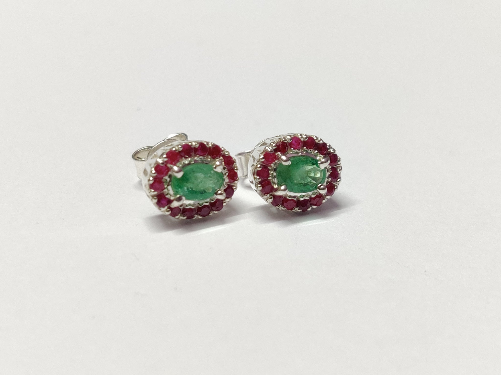 Emerald Ruby Earrings Natural Emerald Ear Studs 4x6 mm Oval Emerald Tiny Earstuds Birthday Gifts For Her Mothers Day Earrings May Birthstone