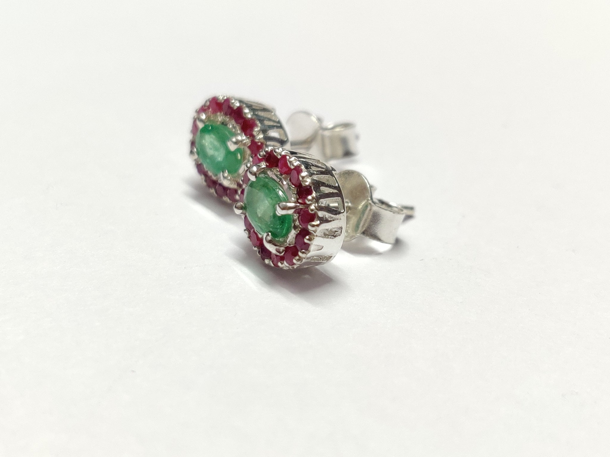 Emerald Ruby Earrings Natural Emerald Ear Studs 4x6 mm Oval Emerald Tiny Earstuds Birthday Gifts For Her Mothers Day Earrings May Birthstone