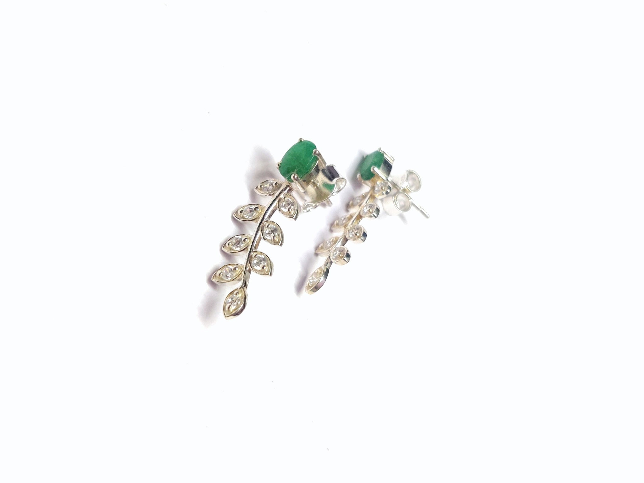 Emerald Leaf Drop Earrings Natural Emerald Earrings Genuine Emerald Earrings For Her Gifts For Her 925 Silver Emerald Stud Earrings