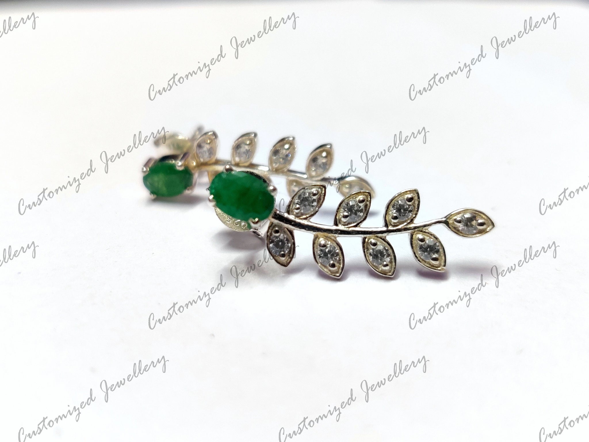 Emerald Leaf Drop Earrings Natural Emerald Earrings Genuine Emerald Earrings For Her Gifts For Her 925 Silver Emerald Stud Earrings