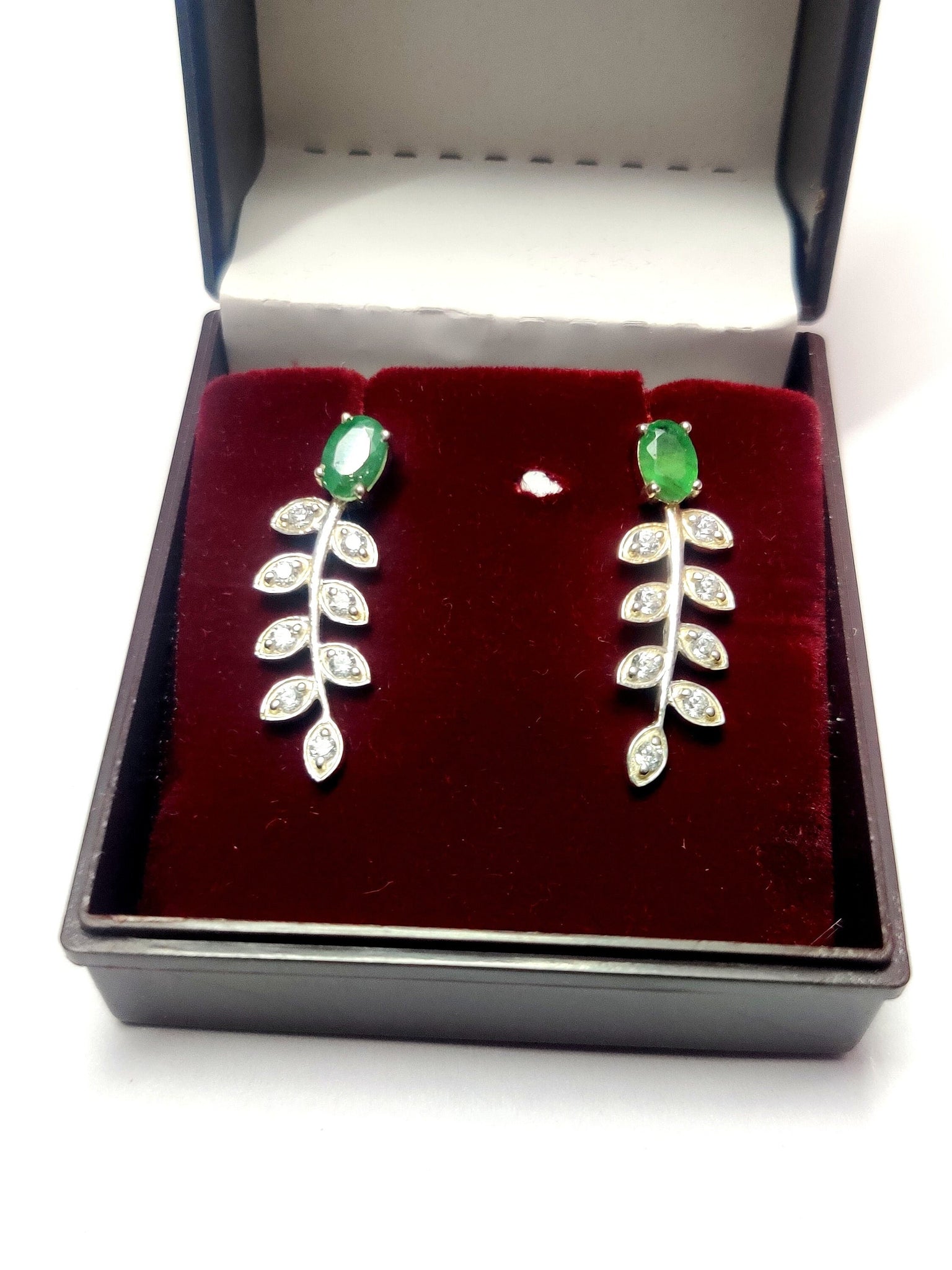 Emerald Leaf Drop Earrings Natural Emerald Earrings Genuine Emerald Earrings For Her Gifts For Her 925 Silver Emerald Stud Earrings