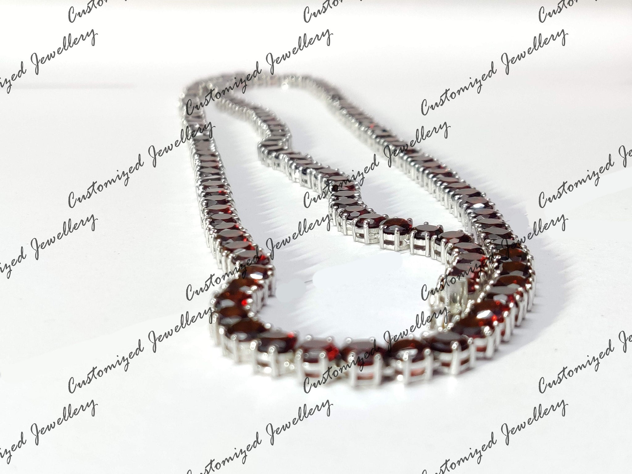 Natural Garnet Necklace Red Garnet Tennis Necklace Garnet Tennis Chain Natural Garnet Necklace Garnet January Birthstone Necklace For Her