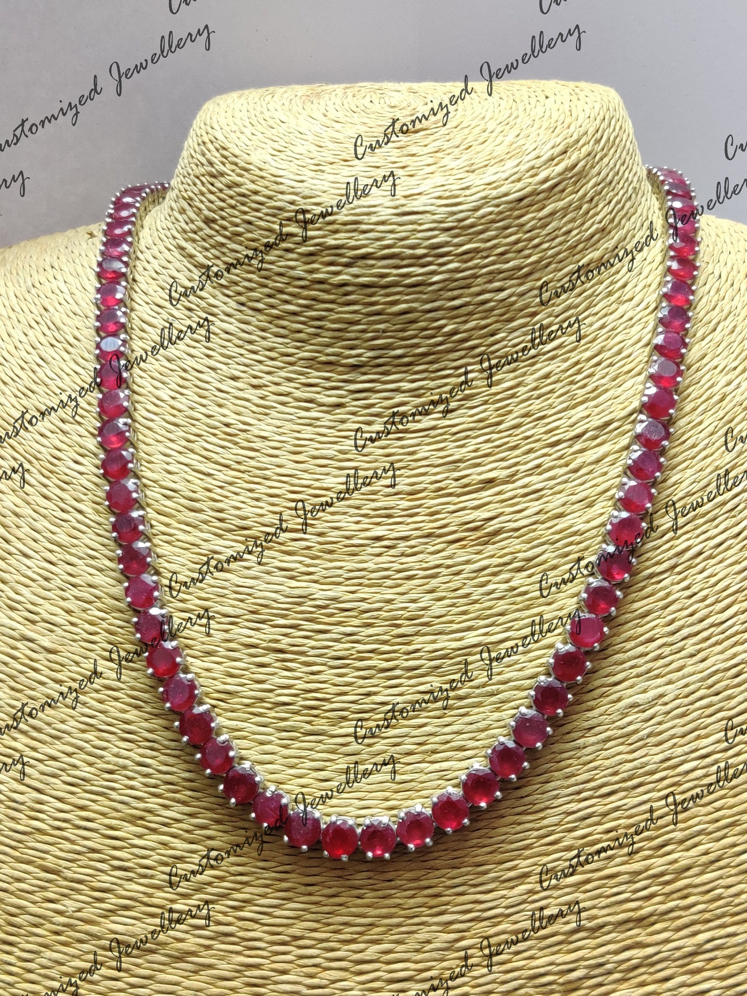 Genuine Ruby Necklace Natural Ruby Tennis Necklace Real Ruby Necklace Ruby Tennis Chain Natural Ruby Necklace Ruby July Birthstone Necklace