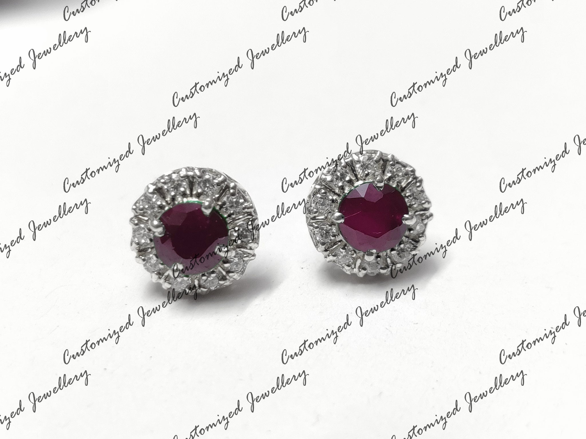 Silver Ruby Stud Earrings Natural Ruby Cluster Earrings 2.5 Ct Ruby Earrings July Birthstone Earrings Stud Earrings Pink Ruby Stud Earrings