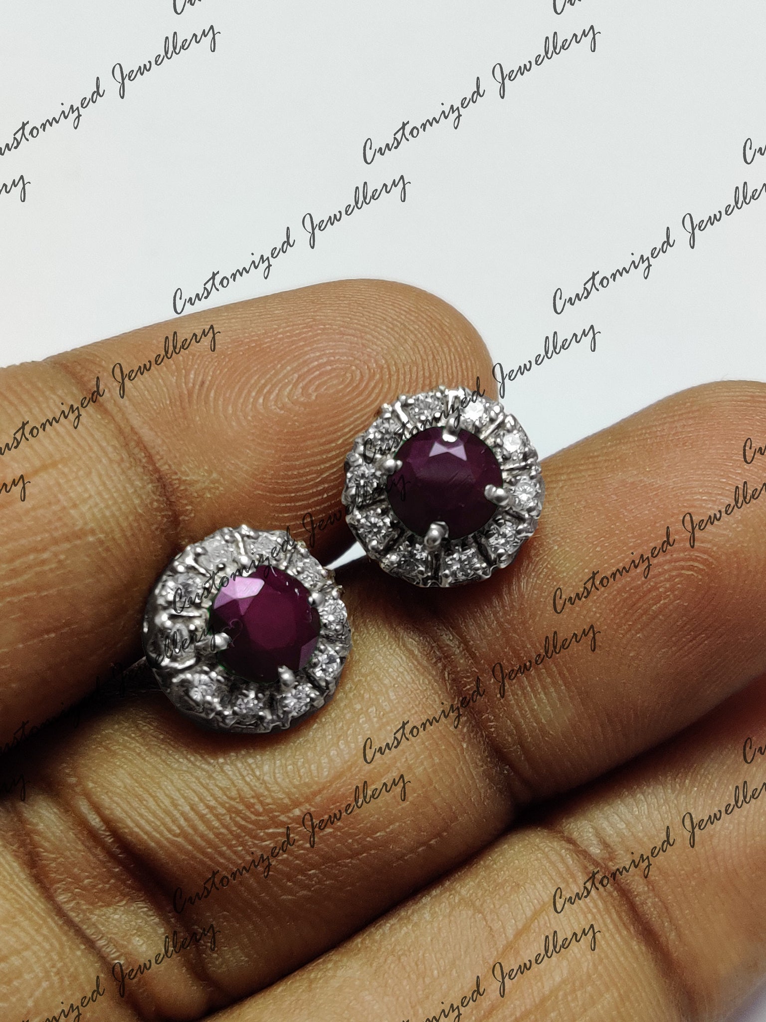 Silver Ruby Stud Earrings Natural Ruby Cluster Earrings 2.5 Ct Ruby Earrings July Birthstone Earrings Stud Earrings Pink Ruby Stud Earrings